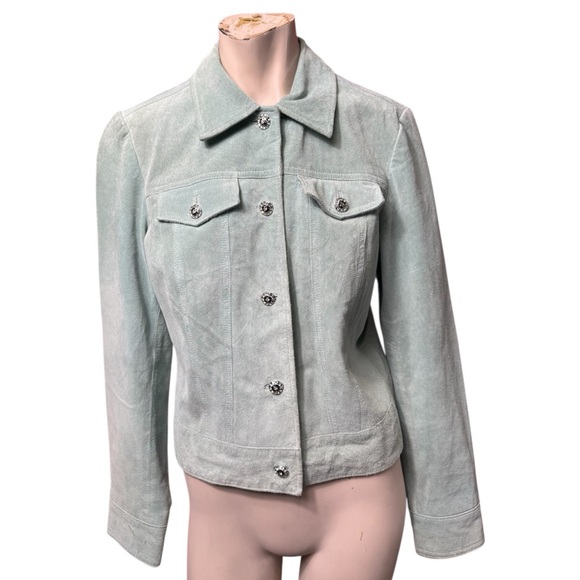 Y2k blue suede leather western jacket